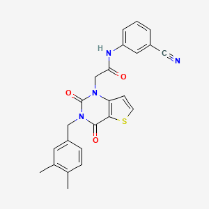 molecular formula C24H20N4O3S B14116867 N-(3-cyanophenyl)-2-(3-(3,4-dimethylbenzyl)-2,4-dioxo-3,4-dihydrothieno[3,2-d]pyrimidin-1(2H)-yl)acetamide 