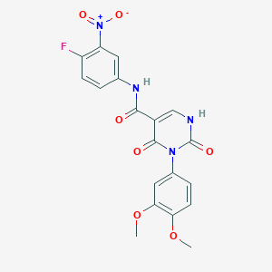 molecular formula C19H15FN4O7 B14116913 3-(3,4-dimethoxyphenyl)-N-(4-fluoro-3-nitrophenyl)-2,4-dioxo-1,2,3,4-tetrahydropyrimidine-5-carboxamide 