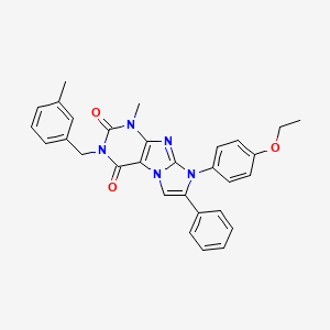 molecular formula C30H27N5O3 B14116997 8-(4-ethoxyphenyl)-1-methyl-3-[(3-methylphenyl)methyl]-7-phenyl-1H,2H,3H,4H,8H-imidazo[1,2-g]purine-2,4-dione 