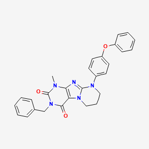 molecular formula C28H25N5O3 B14117049 3-benzyl-1-methyl-9-(4-phenoxyphenyl)-7,8-dihydro-6H-purino[7,8-a]pyrimidine-2,4-dione 