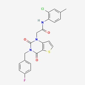 molecular formula C22H17ClFN3O3S B14117123 N-(2-chloro-4-methylphenyl)-2-(3-(4-fluorobenzyl)-2,4-dioxo-3,4-dihydrothieno[3,2-d]pyrimidin-1(2H)-yl)acetamide 