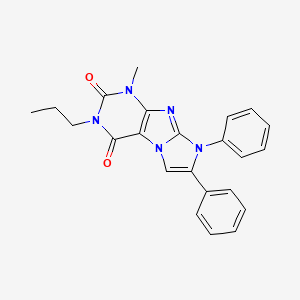 molecular formula C23H21N5O2 B14117191 1-methyl-7,8-diphenyl-3-propyl-1H-imidazo[2,1-f]purine-2,4(3H,8H)-dione 