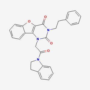 1-[2-(2,3-dihydro-1H-indol-1-yl)-2-oxoethyl]-3-(2-phenylethyl)[1]benzofuro[3,2-d]pyrimidine-2,4(1H,3H)-dione