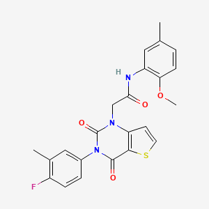 molecular formula C23H20FN3O4S B14117289 2-[3-(4-fluoro-3-methylphenyl)-2,4-dioxo-3,4-dihydrothieno[3,2-d]pyrimidin-1(2H)-yl]-N-(2-methoxy-5-methylphenyl)acetamide 