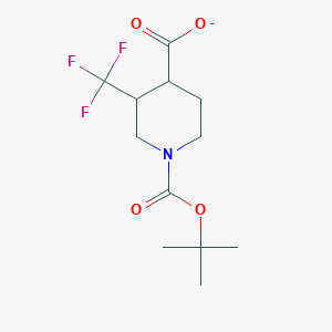 molecular formula C12H17F3NO4- B14117306 1-[(2-Methylpropan-2-yl)oxycarbonyl]-3-(trifluoromethyl)piperidine-4-carboxylate 