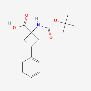 molecular formula C16H21NO4 B1411732 1-((tert-Butoxycarbonyl)amino)-3-phenylcyclobutane-1-carboxylic acid CAS No. 1993314-86-5