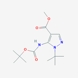 molecular formula C14H23N3O4 B1411734 5-叔丁氧羰基氨基-1-叔丁基-1H-吡唑-4-羧酸甲酯 CAS No. 2088945-19-9