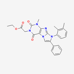 molecular formula C26H25N5O4 B14117407 ethyl 2-(8-(2,3-dimethylphenyl)-1-methyl-2,4-dioxo-7-phenyl-1H-imidazo[2,1-f]purin-3(2H,4H,8H)-yl)acetate 