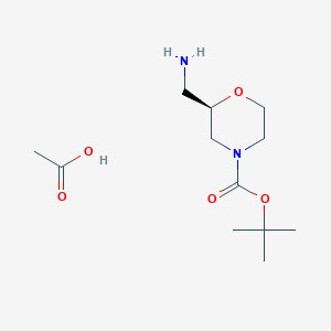 molecular formula C12H24N2O5 B1411745 (R)-叔丁基 2-(氨基甲基)吗啉-4-羧酸乙酸酯 CAS No. 1998701-09-9