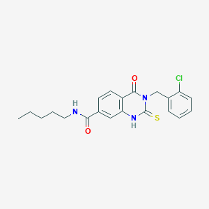 molecular formula C21H22ClN3O2S B14117486 3-[(2-chlorophenyl)methyl]-4-oxo-N-pentyl-2-sulfanylidene-1H-quinazoline-7-carboxamide 