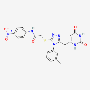 molecular formula C22H19N7O5S B14117490 2-[[5-[(2,4-dioxo-1H-pyrimidin-6-yl)methyl]-4-(3-methylphenyl)-1,2,4-triazol-3-yl]sulfanyl]-N-(4-nitrophenyl)acetamide 