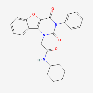 molecular formula C24H23N3O4 B14117543 N-cyclohexyl-2-(2,4-dioxo-3-phenyl-[1]benzofuro[3,2-d]pyrimidin-1-yl)acetamide 