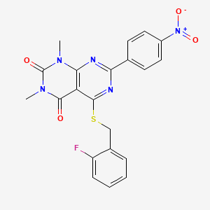 5-((2-fluorobenzyl)thio)-1,3-dimethyl-7-(4-nitrophenyl)pyrimido[4,5-d]pyrimidine-2,4(1H,3H)-dione