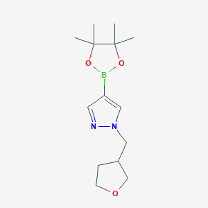molecular formula C14H23BN2O3 B1411764 1-((tetrahydrofuran-3-yl)methyl)-4-(4,4,5,5-tetramethyl-1,3,2-dioxaborolan-2-yl)-1H-pyrazole CAS No. 1605294-11-8