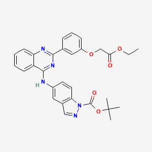 molecular formula C30H29N5O5 B14117715 tert-butyl 5-((2-(3-(2-ethoxy-2-oxoethoxy)phenyl)quinazolin-4-yl)amino)-1H-indazole-1-carboxylate 