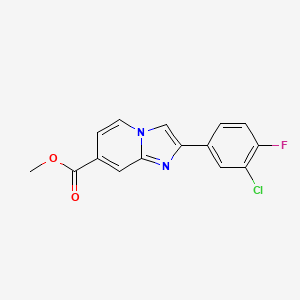 molecular formula C15H10ClFN2O2 B1411772 2-(3-氯-4-氟苯基)咪唑并[1,2-a]吡啶-7-甲酸甲酯 CAS No. 2109175-45-1