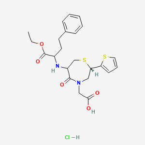 molecular formula C23H29ClN2O5S2 B14117816 2-[(2S)-6-[(1-ethoxy-1-oxo-4-phenylbutan-2-yl)amino]-5-oxo-2-thiophen-2-yl-1,4-thiazepan-4-yl]acetic acid;hydrochloride 