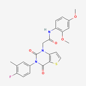 molecular formula C23H20FN3O5S B14117850 N-(2,4-dimethoxyphenyl)-2-(3-(4-fluoro-3-methylphenyl)-2,4-dioxo-3,4-dihydrothieno[3,2-d]pyrimidin-1(2H)-yl)acetamide 