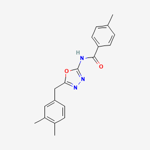 N-(5-(3,4-dimethylbenzyl)-1,3,4-oxadiazol-2-yl)-4-methylbenzamide