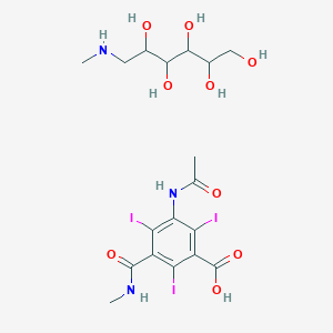 molecular formula C18H26I3N3O9 B14117984 3-acetamido-2,4,6-triiodo-5-(methylcarbamoyl)benzoic acid;6-(methylamino)hexane-1,2,3,4,5-pentol 