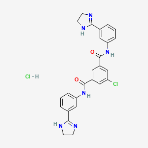 5-chloro-1-N,3-N-bis[3-(4,5-dihydro-1H-imidazol-2-yl)phenyl]benzene-1,3-dicarboxamide;hydrochloride