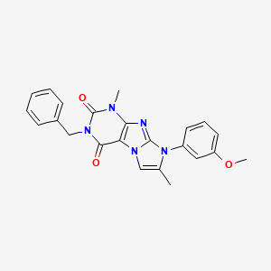 molecular formula C23H21N5O3 B14118017 2-Benzyl-6-(3-methoxyphenyl)-4,7-dimethylpurino[7,8-a]imidazole-1,3-dione 