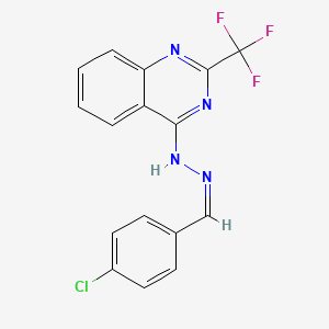 molecular formula C16H10ClF3N4 B14118039 (E)-4-(2-(4-chlorobenzylidene)hydrazinyl)-2-(trifluoromethyl)quinazoline 