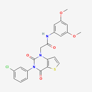 molecular formula C22H18ClN3O5S B14118222 2-(3-(3-chlorophenyl)-2,4-dioxo-3,4-dihydrothieno[3,2-d]pyrimidin-1(2H)-yl)-N-(3,5-dimethoxyphenyl)acetamide 