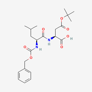molecular formula C22H32N2O7 B1411869 (S)-2-((S)-2-(((benzyloxy)carbonyl)amino)-4-methylpentanamido)-4-(tert-butoxy)-4-oxobutanoic acid CAS No. 232278-49-8
