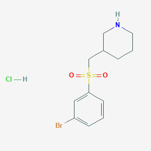 molecular formula C12H17BrClNO2S B1411874 3-(3-Bromobenzenesulfonylmethyl)-piperidine hydrochloride CAS No. 2204587-34-6
