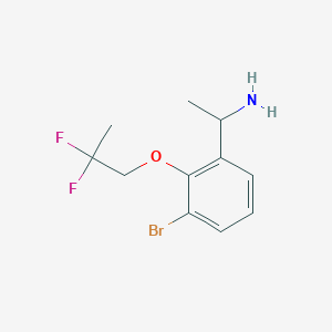 molecular formula C11H14BrF2NO B1411877 1-[3-Bromo-2-(2,2-difluoropropoxy)phenyl]ethylamine CAS No. 2169602-13-3