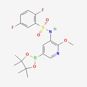 molecular formula C18H21BF2N2O5S B14118791 2,5-difluoro-N-[2-methoxy-5-(4,4,5,5-tetramethyl-1,3,2-dioxaborolan-2-yl)pyridin-3-yl]benzenesulfonamide 