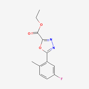 molecular formula C12H11FN2O3 B1411885 Ethyl 5-(5-fluoro-2-methylphenyl)-1,3,4-oxadiazole-2-carboxylate CAS No. 1713576-19-2