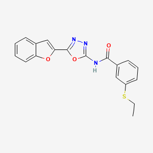 molecular formula C19H15N3O3S B14118857 N-(5-(benzofuran-2-yl)-1,3,4-oxadiazol-2-yl)-3-(ethylthio)benzamide CAS No. 922000-00-8