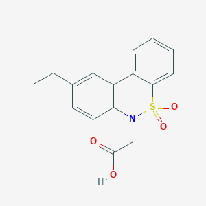 molecular formula C16H15NO4S B1411898 (9-Ethyl-5,5-dioxido-6H-dibenzo[c,e][1,2]thiazin-6-yl)acetic acid CAS No. 1858256-08-2