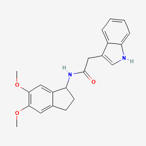 molecular formula C21H22N2O3 B14119002 N-(5,6-dimethoxy-2,3-dihydro-1H-inden-1-yl)-2-(1H-indol-3-yl)acetamide 