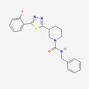 molecular formula C21H21FN4OS B14119031 N-benzyl-3-(5-(2-fluorophenyl)-1,3,4-thiadiazol-2-yl)piperidine-1-carboxamide CAS No. 1172469-41-8