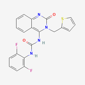 molecular formula C20H14F2N4O2S B14119151 (E)-1-(2,6-difluorophenyl)-3-(2-oxo-3-(thiophen-2-ylmethyl)-2,3-dihydroquinazolin-4(1H)-ylidene)urea 