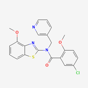 molecular formula C22H18ClN3O3S B14119170 5-chloro-2-methoxy-N-(4-methoxybenzo[d]thiazol-2-yl)-N-(pyridin-3-ylmethyl)benzamide CAS No. 1170206-87-7