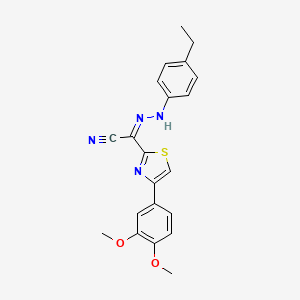 (2Z)-[4-(3,4-dimethoxyphenyl)-1,3-thiazol-2-yl][2-(4-ethylphenyl)hydrazinylidene]ethanenitrile