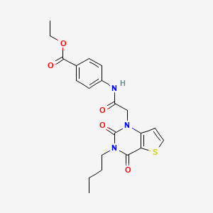 molecular formula C21H23N3O5S B14119261 ethyl 4-{[(3-butyl-2,4-dioxo-3,4-dihydrothieno[3,2-d]pyrimidin-1(2H)-yl)acetyl]amino}benzoate 