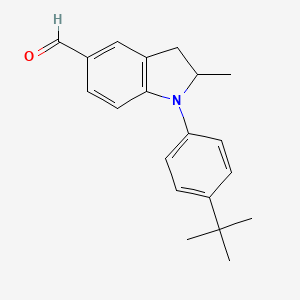 molecular formula C20H23NO B14119268 1-(4-tert-Butylphenyl)-2-methylindoline-5-carbaldehyde 