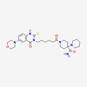 molecular formula C29H42N6O4S B14119439 1-[6-(6-morpholin-4-yl-4-oxo-2-sulfanylidene-1H-quinazolin-3-yl)hexanoyl]-4-piperidin-1-ylpiperidine-4-carboxamide 