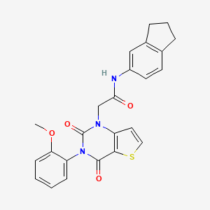 molecular formula C24H21N3O4S B14119475 N-(2,3-dihydro-1H-inden-5-yl)-2-(3-(2-methoxyphenyl)-2,4-dioxo-3,4-dihydrothieno[3,2-d]pyrimidin-1(2H)-yl)acetamide 