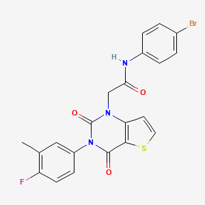 molecular formula C21H15BrFN3O3S B14119564 N-(4-bromophenyl)-2-[3-(4-fluoro-3-methylphenyl)-2,4-dioxo-3,4-dihydrothieno[3,2-d]pyrimidin-1(2H)-yl]acetamide 