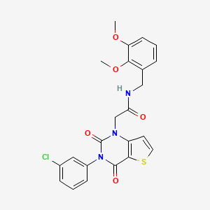 molecular formula C23H20ClN3O5S B14119647 2-(3-(3-chlorophenyl)-2,4-dioxo-3,4-dihydrothieno[3,2-d]pyrimidin-1(2H)-yl)-N-(2,3-dimethoxybenzyl)acetamide 