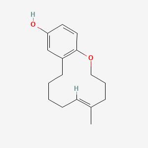 molecular formula C16H22O2 B14119701 2H-1-Benzoxacyclododecin-12-ol, 3,4,7,8,9,10-hexahydro-5-Methyl-, (5E)- 