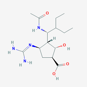 molecular formula C15H28N4O4 B14119704 (1S,2S,3S,4R)-3-[(1R)-1-Acetamido-2-ethylbutyl]-4-[(diaminomethylene)amino]-2-hydroxycyclopentanecarboxylic acid 