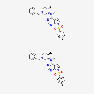 molecular formula C54H62N10O4S2 B14119712 N-[(3R,4S)-1-benzyl-4-methylpiperidin-3-yl]-N-methyl-7-(4-methylphenyl)sulfonylpyrrolo[2,3-d]pyrimidin-4-amine;N-[(3S,4R)-1-benzyl-4-methylpiperidin-3-yl]-N-methyl-7-(4-methylphenyl)sulfonylpyrrolo[2,3-d]pyrimidin-4-amine 