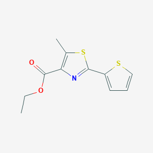 molecular formula C11H11NO2S2 B1411975 5-Methyl-2-thiophen-2-yl-thiazole-4-carboxylic acid ethyl ester CAS No. 1594909-38-2